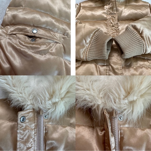 Moda International Gold Cream Fur Puffer Jacket Size Small - Picture 17 of 17